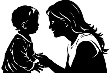 Mother and her child silhouette vector illustration