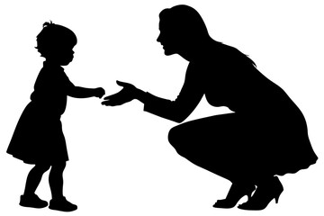 Mother and her child silhouette vector illustration