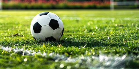 soccer ball on grass pitch