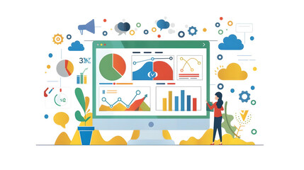 Fototapeta premium Illustrated Data Analytics Dashboard Concept