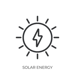 Solar energy icon. Line single icon on transparent background