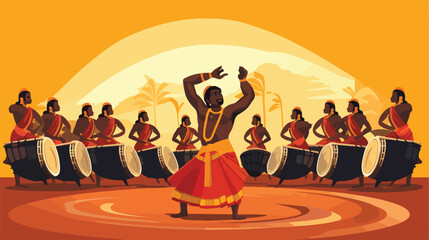 Vector illustration of kerala chenda melam performa