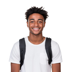 Captivating Photo of a Joyful Black Student.A Pristine and Photorealistic Image on Transparent Background.