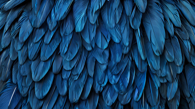 A striking close-up of vibrant blue feathers displaying rich texture and contemporary aesthetics