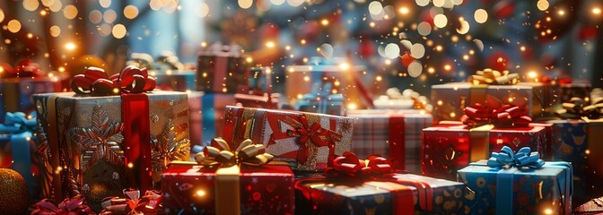 Holiday gift boxes background