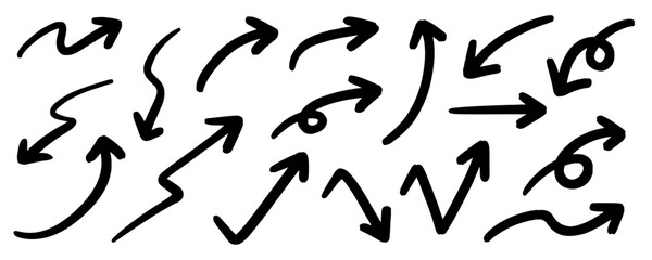 Set of Hand drawn vector arrows doodle on white background. design element vector illustration