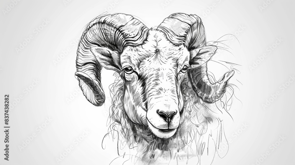 Wall mural ram sketch, eid al adha celebration