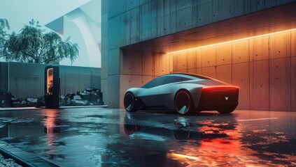Witness the fusion of technology and artistry in a minimalist interpretation of EV Tank design, as if observed from the far reaches of the universe.