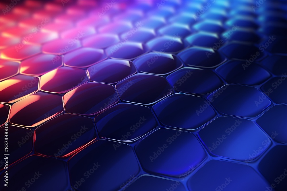 Poster abstract 3d hexagonal pattern with vibrant gradient light effect, showcasing futuristic design and t