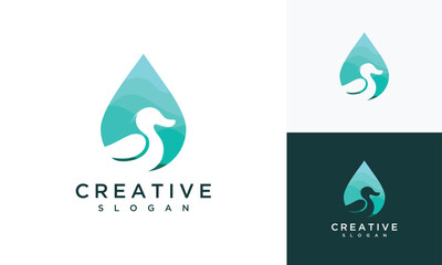 Water drop and duck logo design template. Duck water logo design inspiration