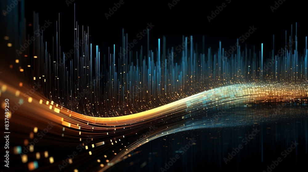 Poster abstract digital wave with light streaks and particle effects creating a futuristic and dynamic visu