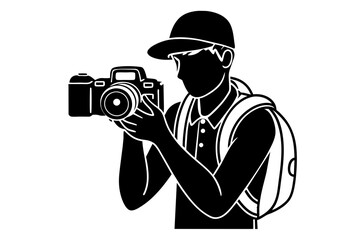 photographer man silhouette vector illustration