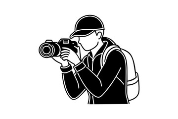 photographer man silhouette vector illustration