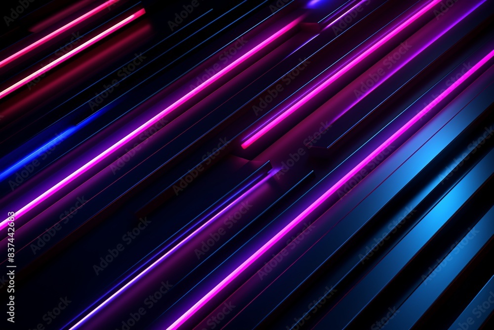 Poster dynamic neon light streaks on dark background creating a futuristic and abstract visual effect, perf