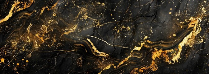 Obraz premium Black and gold marble texture background