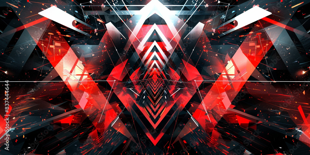 Aufkleber red and black abstract background with shapes of triangles