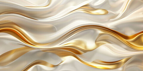 Fototapeta premium A beautiful wallpaper with golden and white color waves