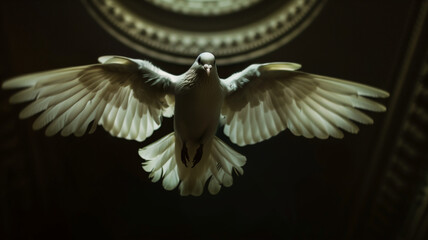 Winged Serenity: A majestic eagle soars against a black backdrop, embodying peace, freedom, and the grace of flight