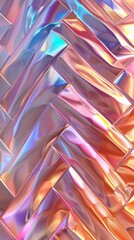 Iridescent Chevron Pattern with Pastel Colors. Abstract iridescent chevron pattern featuring holographic effects in vibrant pastel colors, creating a dynamic and modern design.