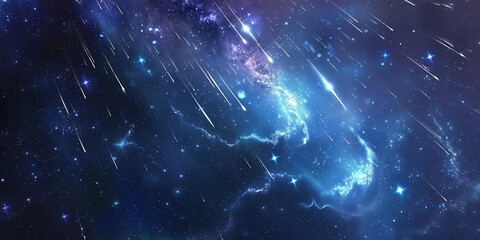 Fototapeta premium Blue light speed background with stars and comets, creating an atmosphere of cosmic exploration