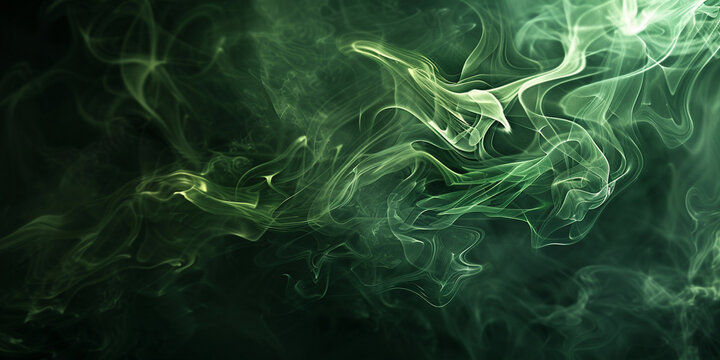 A dark green smoke background with swirling shapes