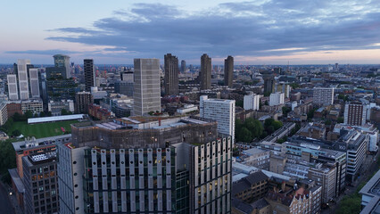 London Shoreditch from above - aerial view in the evening - aerial drone photography