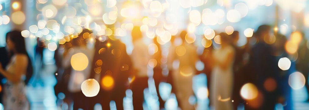 Business networking event. Business people gathering in an office setting. Blurred background. Business people party
