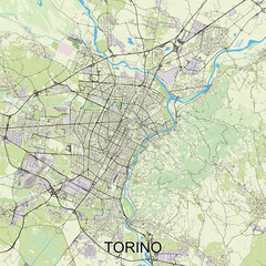 Torino, Italy map poster art