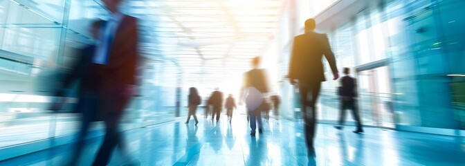 Business people in office center. Blurred background