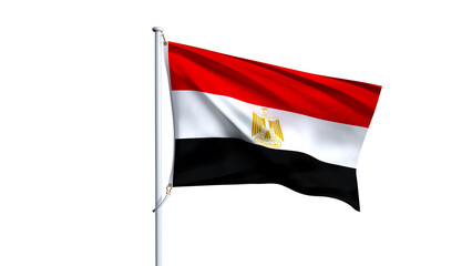 Waving flag of egypt isolated on transparent background.