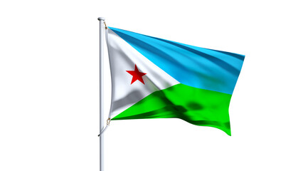 Waving flag of djibouti isolated on transparent background.
