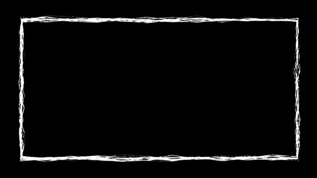 Square frame hand-drawn scribble animation. Pen marker doodle style. Sketched motion element. Loop. Embedded alpha channel.