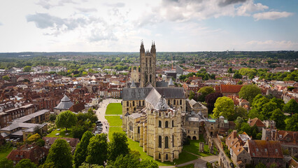 Canterbury Cathedral in United Kingdom in the historic town of Canterbury - aerial drone photography