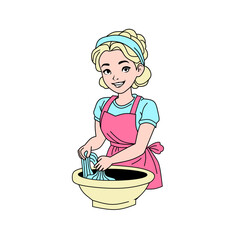 woman washing clothes