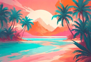 Fototapeta premium beach with palm trees