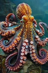 Fototapeta premium Artistic shot of an octopus changing colors