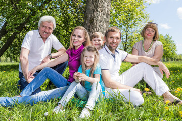 family on grass