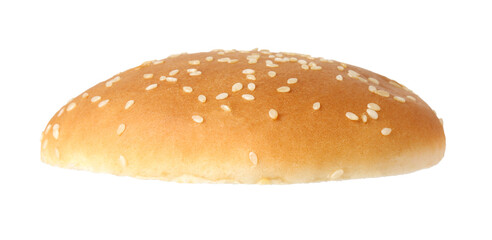 Half of fresh burger bun isolated on white
