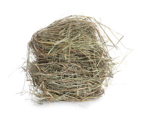 Obraz premium Dried hay isolated on white. Livestock feed