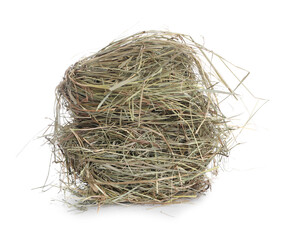 Dried hay isolated on white. Livestock feed