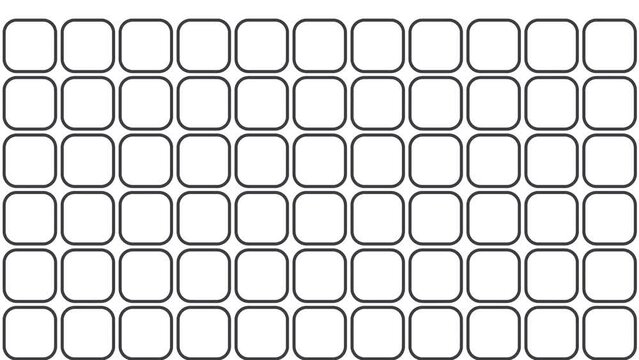 Tiles in the form of rounded squares impulsively increase and decrease, as if a mechanism is working.