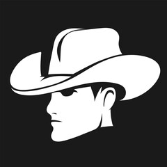Minimalist Cowboy Silhouette with Iconic Hat Vector Graphic