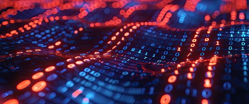 Abstract background featuring tech bits and AI elements, blending innovation with artistic design. 💡🤖 Ideal for modern tech enthusiasts and creative environments, adding a touch of futuristic flair.