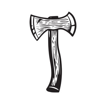 recommend clip art: Axe in cartoon, doodle style . Image for t-shirt, web, mobile apps and ui. Isolated 2d vector illustration in logo, icon, sketch style, Eps 10, black and white. AI Generative