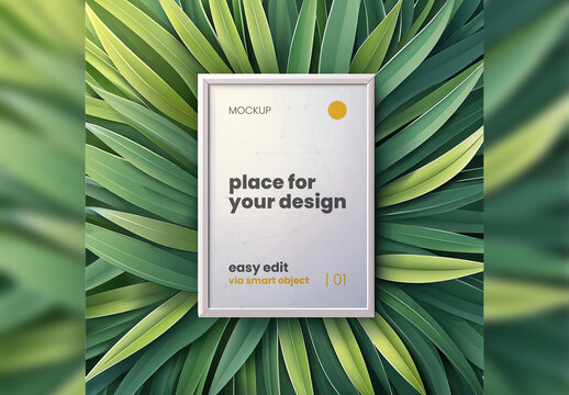 Poster Frame Mockup between green grass 03 Generative Ai