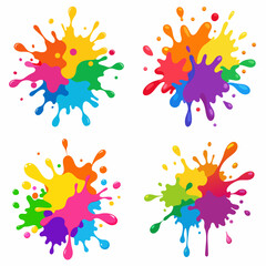 Splash of paints. Blobs. Paint splatter colourful set. Splashing spots effect shape. Multicolored splash paintbrush liquid. Painting - activity. Vector splash of paints isolated on white background.