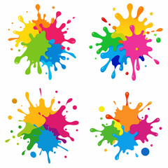Splash of paints. Blobs. Paint splatter colourful set. Splashing spots effect shape. Multicolored splash paintbrush liquid. Painting - activity. Vector splash of paints isolated on white background.