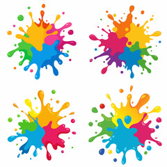 Splash of paints. Blobs. Paint splatter colourful set. Splashing spots effect shape. Multicolored splash paintbrush liquid. Painting - activity. Vector splash of paints isolated on white background.