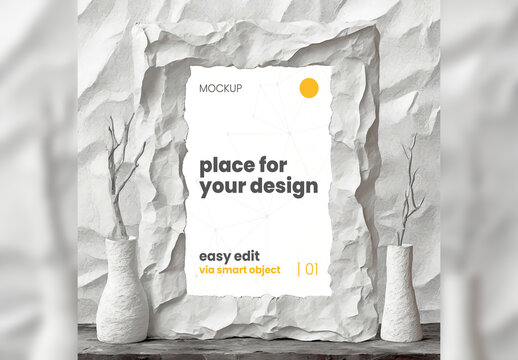 Paper Mache Frame Poster Mockup Generative Ai