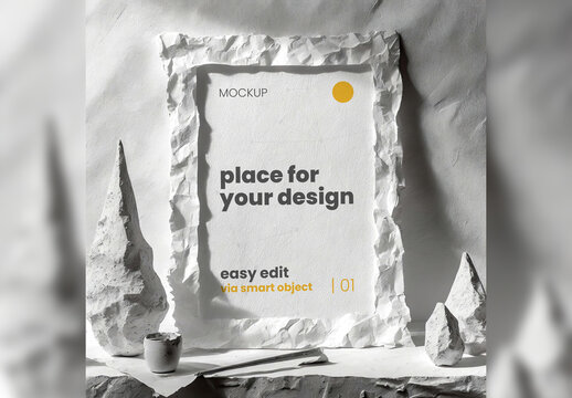 Paper Mache Frame Poster Mockup 03 Generative Ai